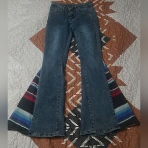 Women's Flared Denim Jeans W/ Serape Accents